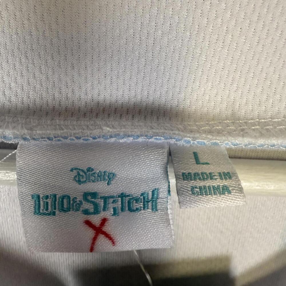 NWT Disney Lilo Stitch Size L White Blue Baseball Jersey Short Sleeve Shirt - Picture 2 of 7